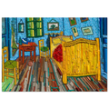 Duurzaam kunstwerk van plastic restmaterialen geïnspireerd op Vincent van Gogh, The Bedroom. Limited Edition kunstwerk van Maaike van Wijk Art, kunstenares. 
