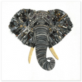 Duurzaam kunstwerk van duizenden stukjes plastic restafval, The Elephant. Limited Edition kunstwerk Olifant met rustige kleuren en uniek 3D-effect.