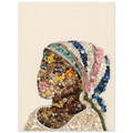 Duurzaam kunstwerk van duizenden plastic restmaterialen, African Girl. Limited Edition print op canvas in een prachtige zwarte baklijst.