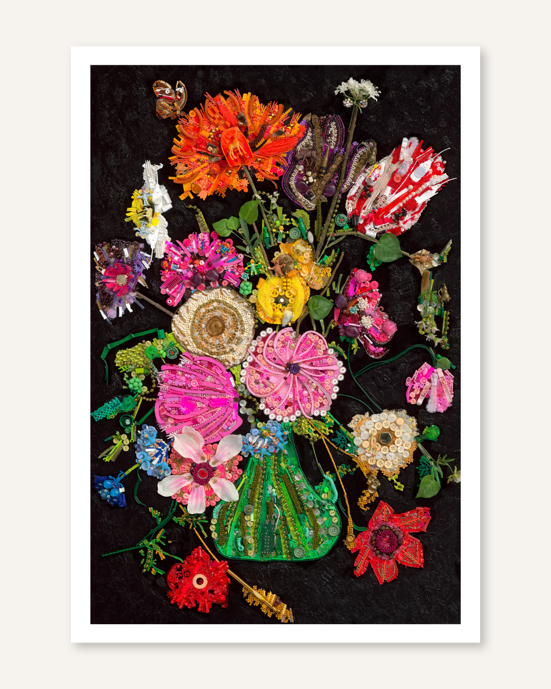 FLOWERS IN A GREEN VASE