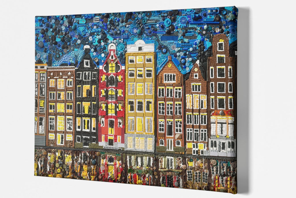 Duurzaam kunstwerk van duizenden plastic restmaterialen  - Amsterdam -  Limited Edition print op stretched canvas