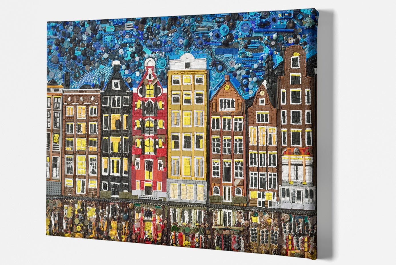 Duurzaam kunstwerk van duizenden plastic restmaterialen  - Amsterdam -  Limited Edition print op stretched canvas