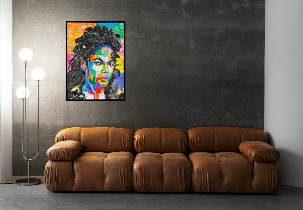 Duurzaam kunstwerk van duizenden stukjes plastic restafval – Michael Jackson Limited Edition, kleurrijk 3D-effect