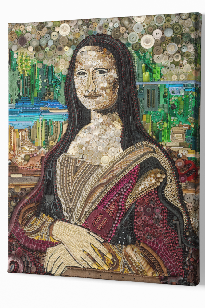 Duurzaam kunstwerk van duizenden stukjes plastic restafval – Mona Lisa Limited Edition, stretched canvas
