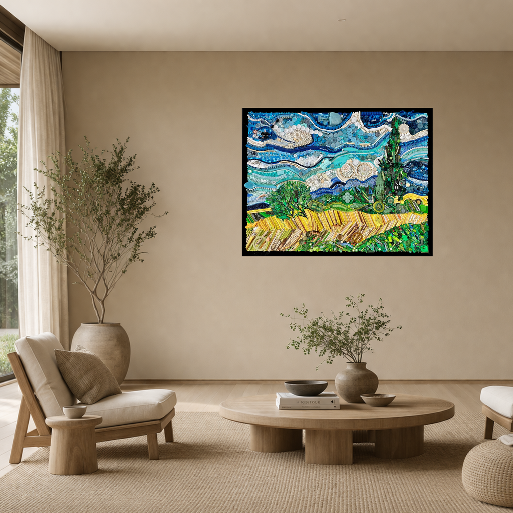 Duurzaam kunstwerk van Maaike van Wijk Art: Wheat Field with Cypresses.