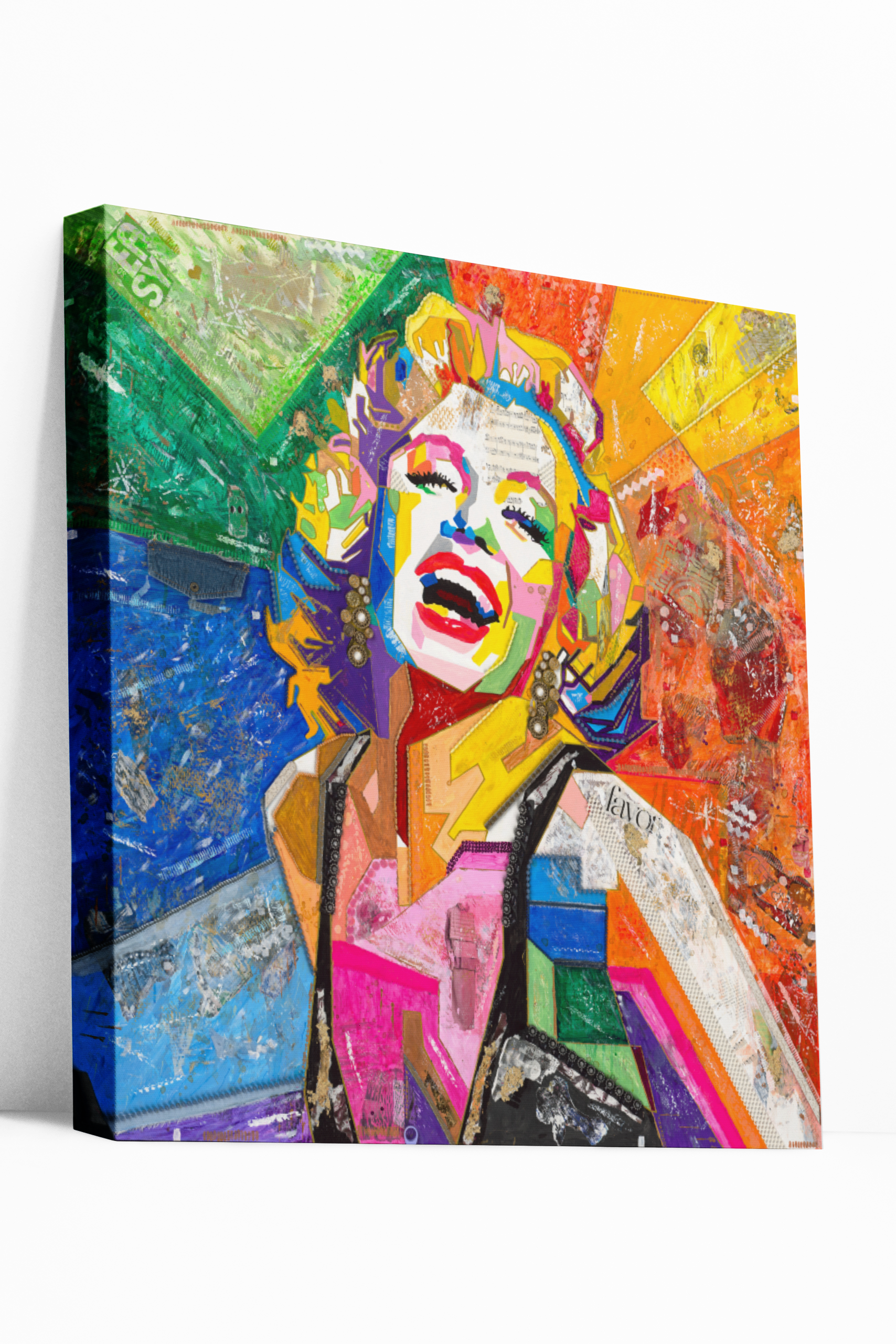 Duurzaam kunstwerk van plastic restmaterialen en mixed media - Marilyn Monroe -  Limited Edition print on stretched canvas