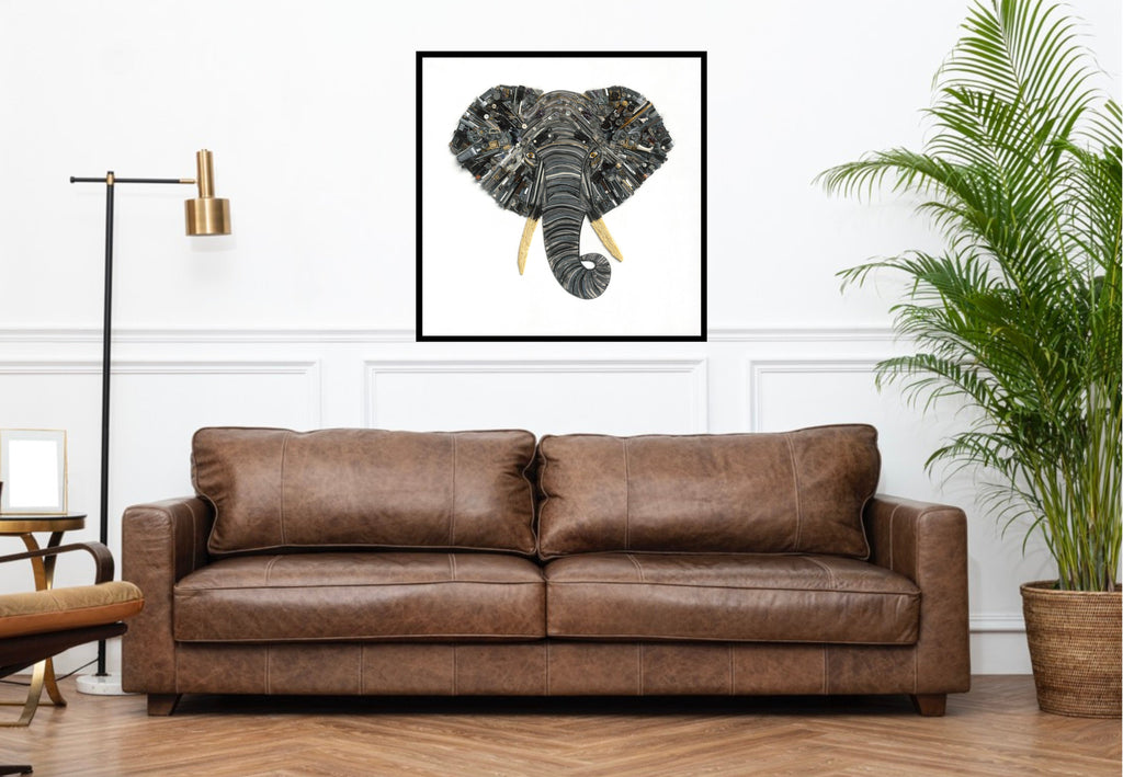 Duurzaam kunstwerk van duizenden stukjes plastic restafval – The Elephant Limited Edition, rustige kleuren met uniek 3D-effect