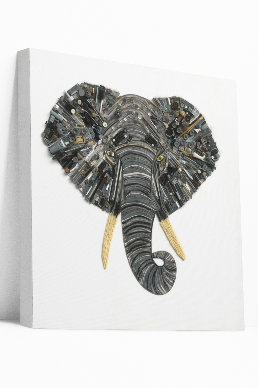 Duurzaam kunstwerk van duizenden stukjes plastic restafval – The Elephant Limited Edition, rustige kleuren met uniek 3D-effect