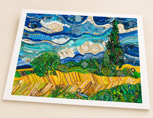 WHEAT FIELD WITH CYPRESSES