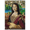 Duurzaam kunstwerk van duizenden stukjes plastic restafval. Origineel kunstwerk van kunstenares Maaike van Wijk Art. Mona Lisa Limited Edition op kwalitatief framed canvas.